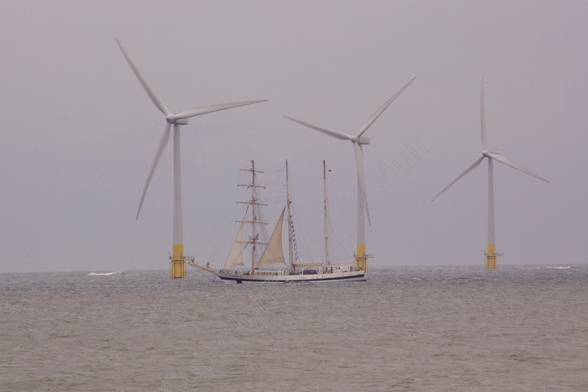 RM-0056 
 Wind Power off Great Yarmouth 
 Keywords: Tall Ships wind turbines sailing ships sea Great Yarmouth norfolk wind